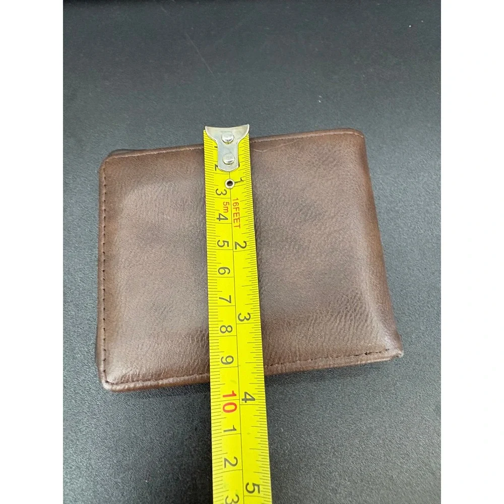 Lee Mens Bifold Wallet Brown Faux Leather Distressed Card Holder Logo Pocket